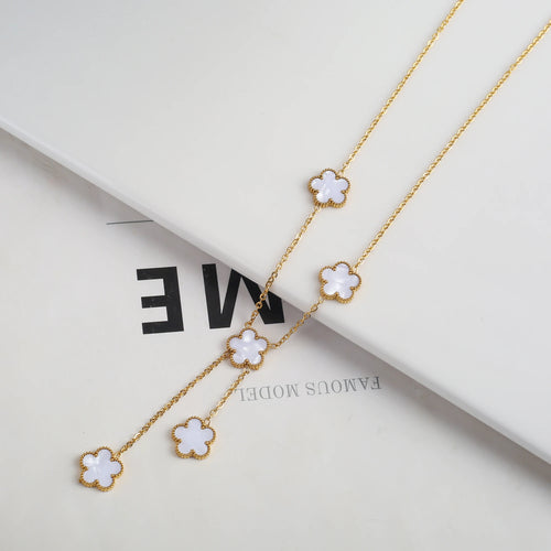 Gold Plated Stainless Steel Set Plum Blossom Plant Five Leaf Flower