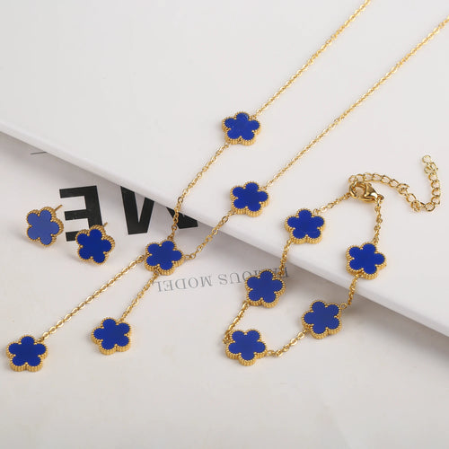 Gold Plated Stainless Steel Set Plum Blossom Plant Five Leaf Flower