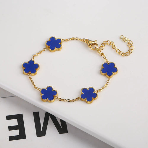 Gold Plated Stainless Steel Set Plum Blossom Plant Five Leaf Flower