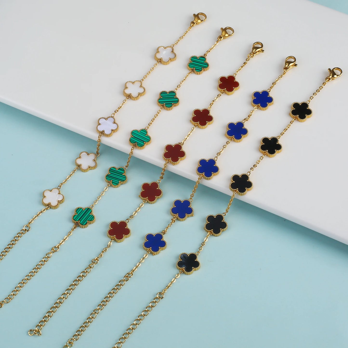 Gold Plated Stainless Steel Set Plum Blossom Plant Five Leaf Flower