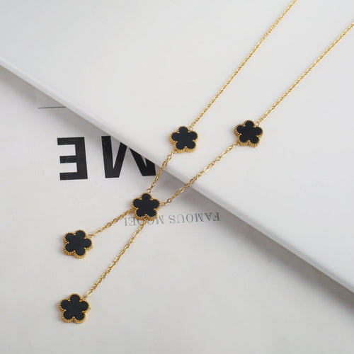 Gold Plated Stainless Steel Set Plum Blossom Plant Five Leaf Flower