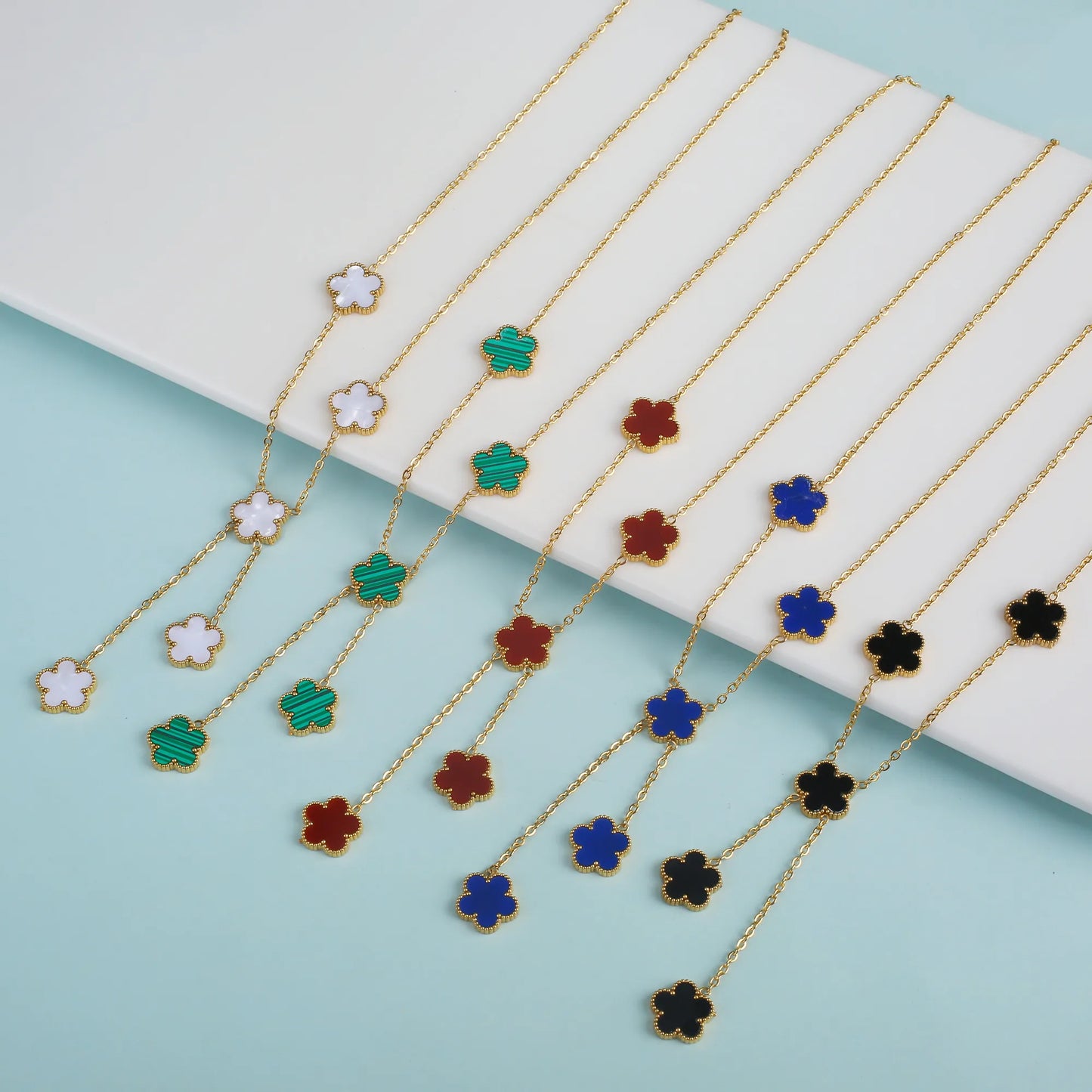 Gold Plated Stainless Steel Set Plum Blossom Plant Five Leaf Flower