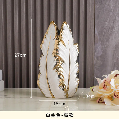 Nordic light luxury gold painted ceramic high-end vases, personalized