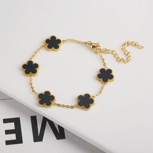 Gold Plated Stainless Steel Set Plum Blossom Plant Five Leaf Flower