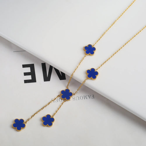 Gold Plated Stainless Steel Set Plum Blossom Plant Five Leaf Flower