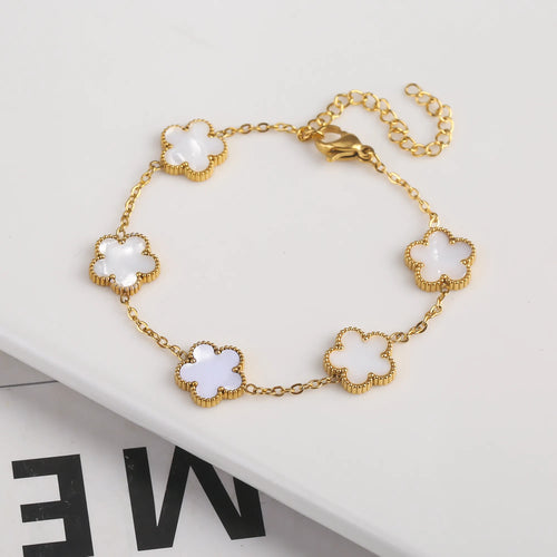 Gold Plated Stainless Steel Set Plum Blossom Plant Five Leaf Flower