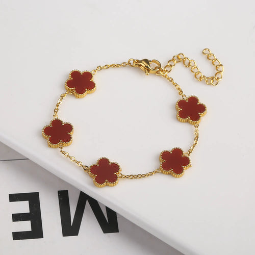 Gold Plated Stainless Steel Set Plum Blossom Plant Five Leaf Flower