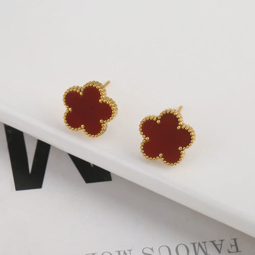 Gold Plated Stainless Steel Set Plum Blossom Plant Five Leaf Flower