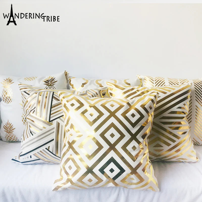 Bronzing Geometric Cushion Cover Plaid