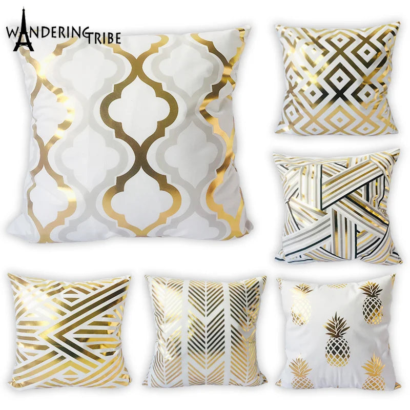 Bronzing Geometric Cushion Cover Plaid