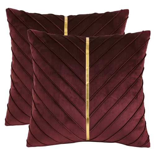 2Pcs Velvet Throw Pillow Covers with Gold Leather