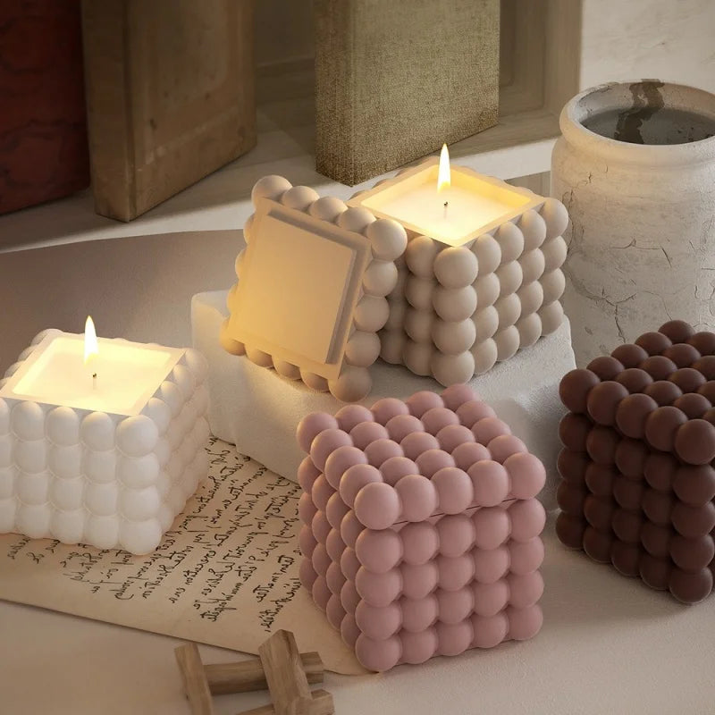 3D Bubble Cube Candle