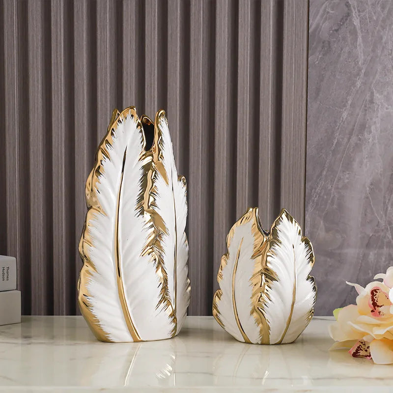 Nordic light luxury gold painted ceramic high-end vases, personalized