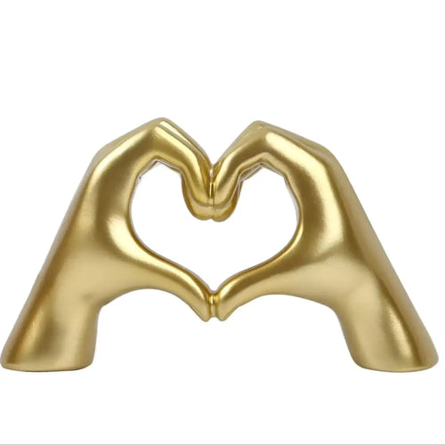 Heart Hands Sculpture for Living Room Decor Gold Decor Love Finger